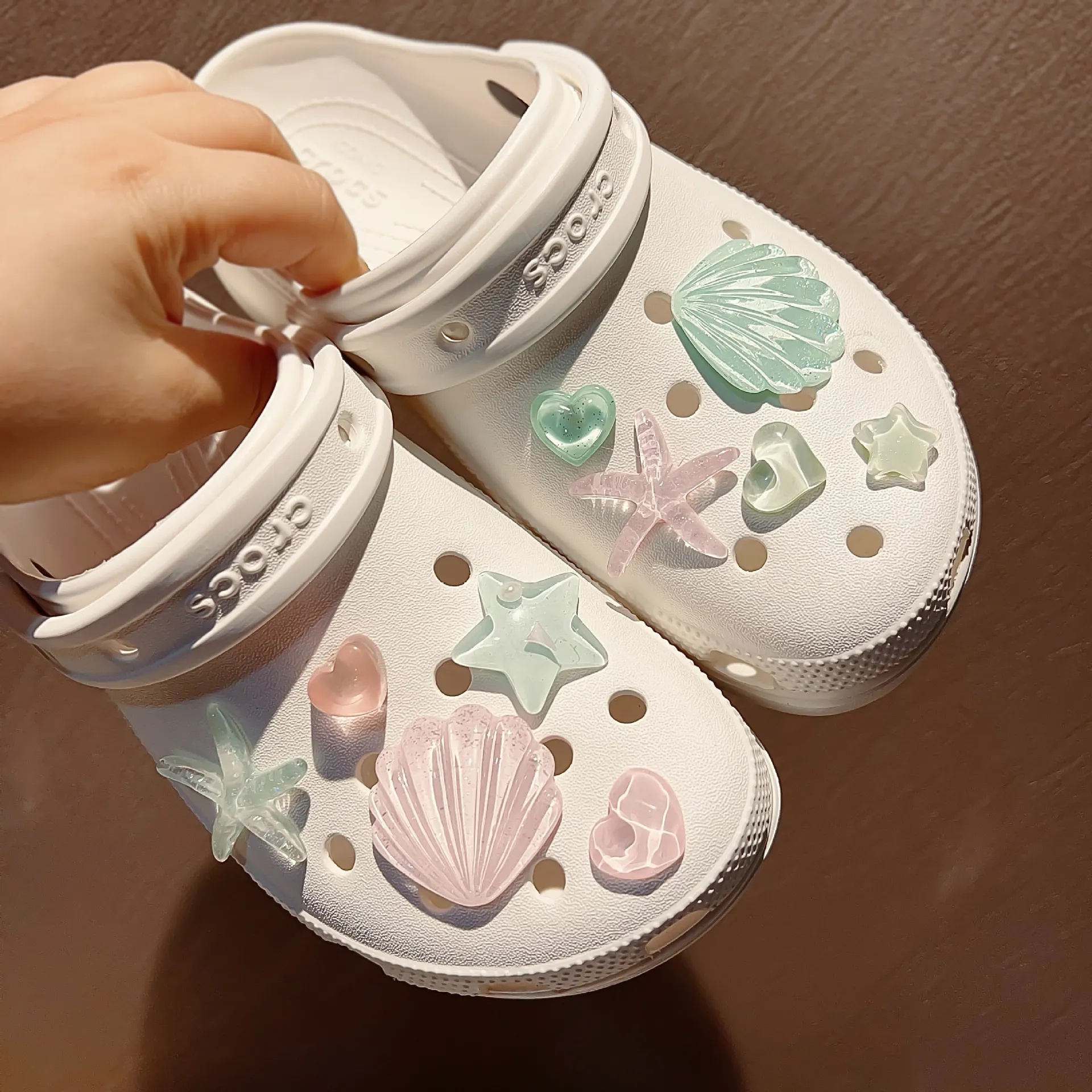Résine Coquillage Étoile de Mer Breloques de Chaussures Set DIY Accessoires Clogs Patches Pour Sandales Décoration