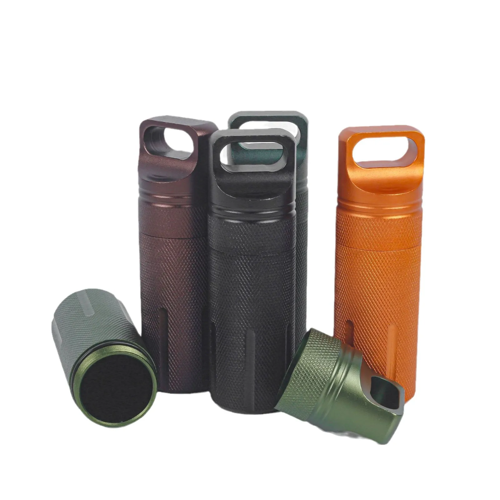 Aluminiumlegierung Wasserdichte Pillendose Versiegelter EDC Überlebensbehälter Outdoor Notfall Aufbewahrungsflasche Metall Pillenhalter