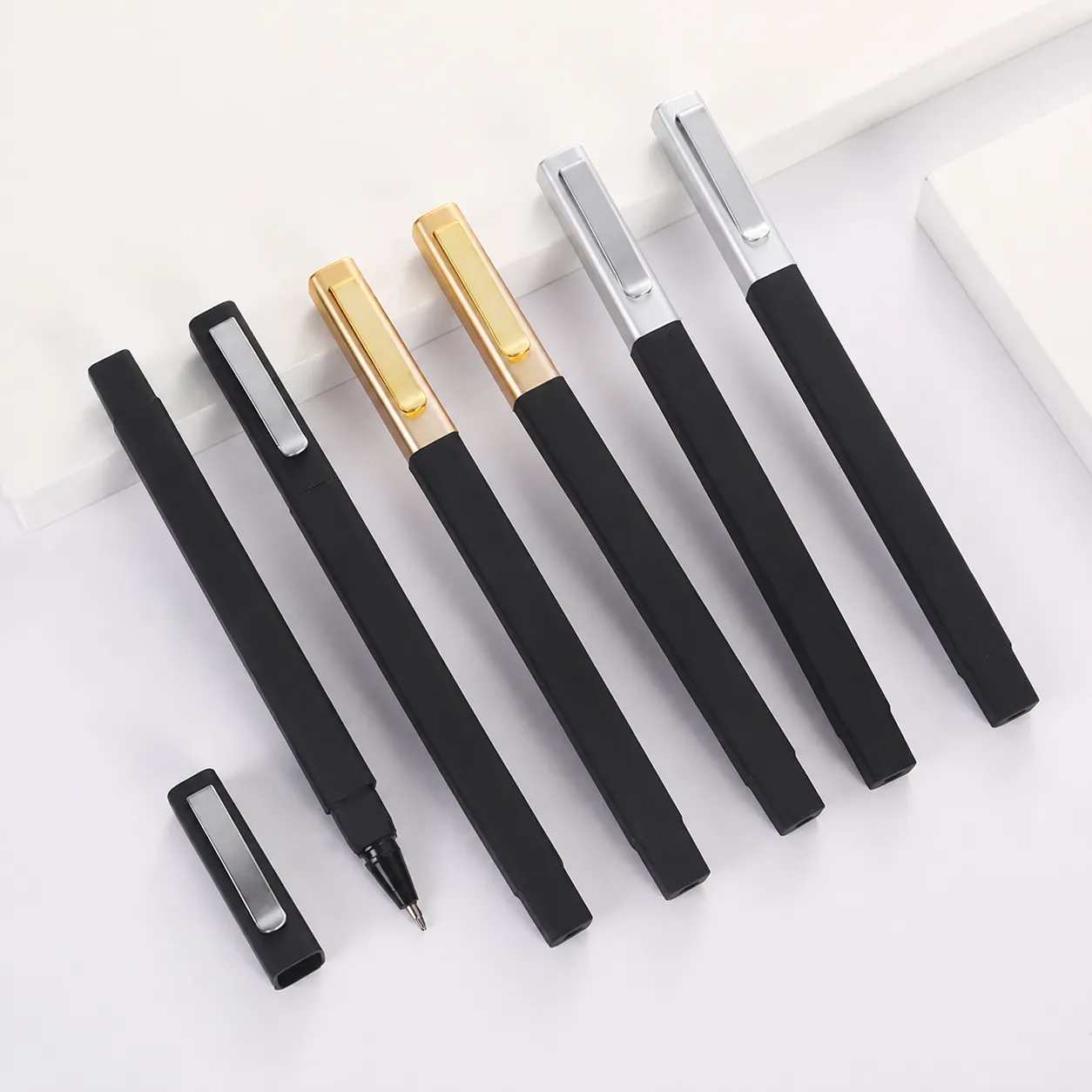 Square Plastic Ballpoint Pen Business Office Writing Pen Metal Clip Promotional Gift Pen