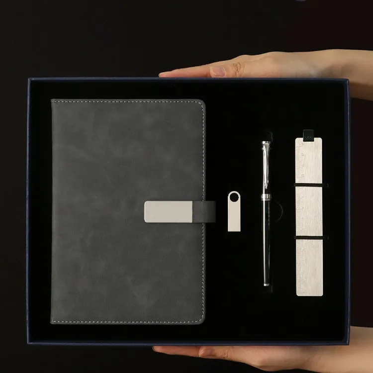 Coffret Cadeau d'Affaires Carnet A5 Stylo Métal Clé USB Souvenir d'Entreprise Boîte Cadeau Papeterie de Bureau