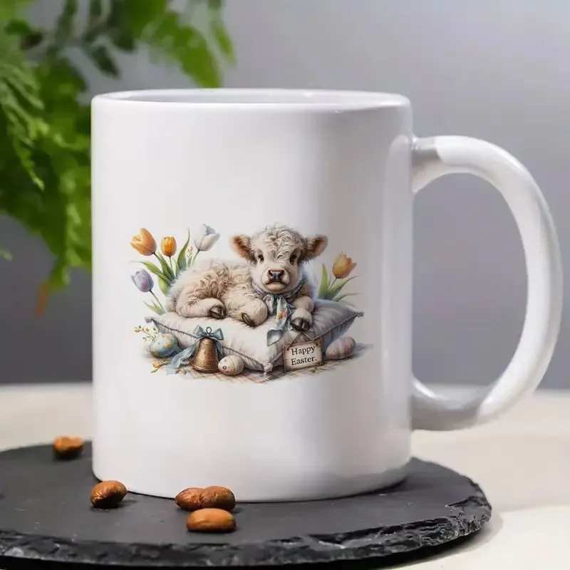 White Ceramic Coffee Mug With Custom Printed Illustration For Office And Home Daily Drinkware Gift Cup