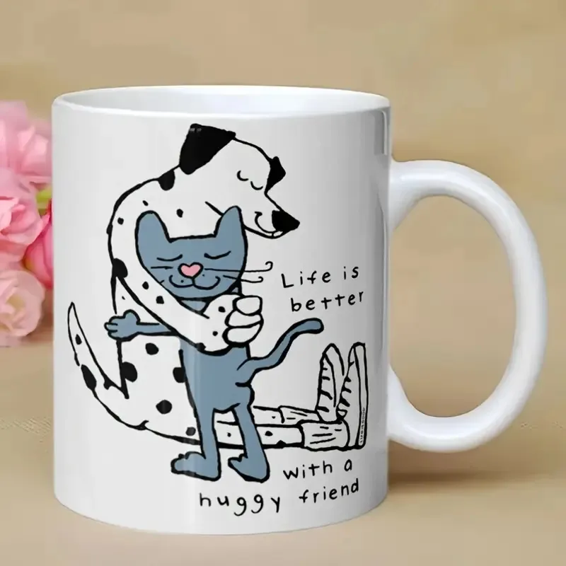 Tazza da Caffè in Ceramica Moderna Minimalista Grazioso Motivo Artistico Cartone Animato Ufficio Casa Regalo
