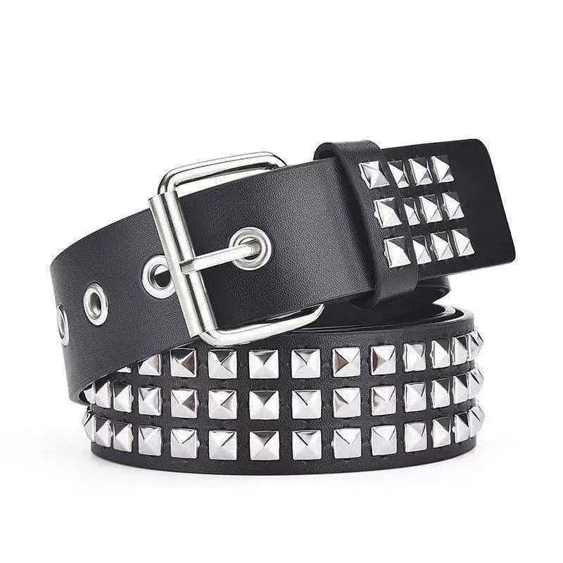 Punk Studded Belt For Men Women Pyramid Rivet Faux Leather Belt Gothic Rock Streetwear Adjustable Pin Buckle Jeans Belt