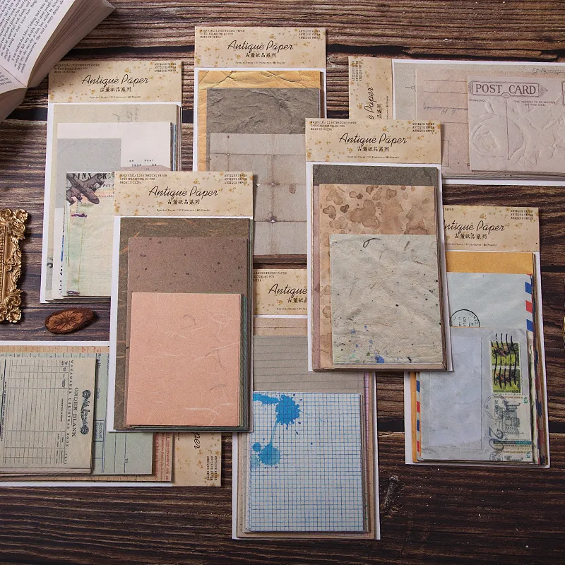Vintage Antique Paper Material Pack Journal Scrapbooking DIY Decorative Paper Retro Letters Notes Stationery Supplies