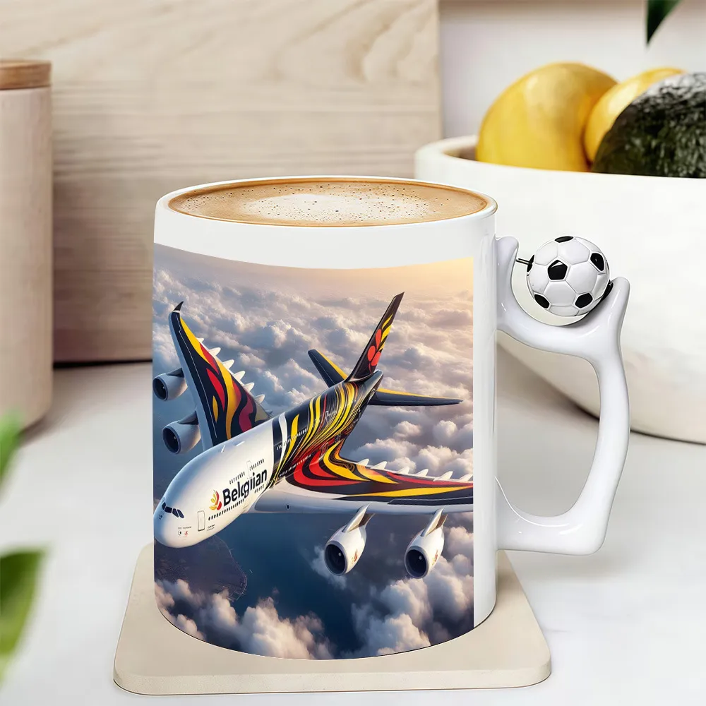 Tasse à Café en Céramique Créative Avec Poignée Soccer 3D Mignon Animal Et Impression De Ville Tasse À Thé Pour Maison Bureau