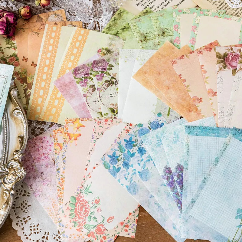 Vintage Floral Memo Pad Decorative Material Message Paper Aesthetic Stationery Note Pad For Journaling Scrapbooking