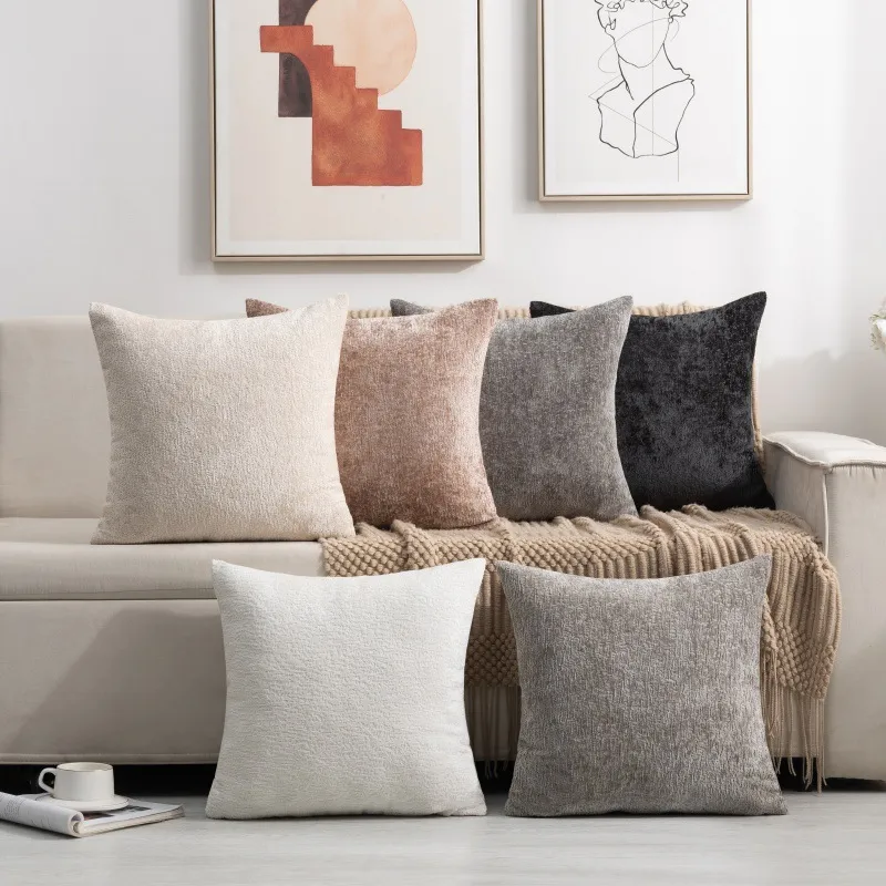 Effen Chenille Kussenhoes Modern Minimalistisch Vierkant Zonder Vulling Voor Woonkamer Slaapkamer Huisdecoratie