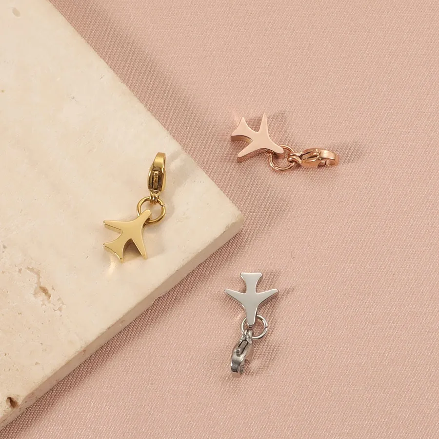 Ciondoli Aereo in Acciaio Inossidabile Pendenti Creativi per Aviazione Mini Chiusura a Moschettone Pendenti in Metallo per Bracciale Collana Fai da Te Componenti per Gioielli