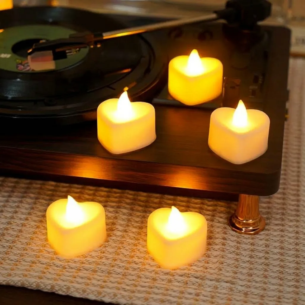 Creative LED Heart Candle Light Flame Effect Plastic Electronic Night Light For Valentine Day Marriage Proposal Decor Room Nightlight Lamp
