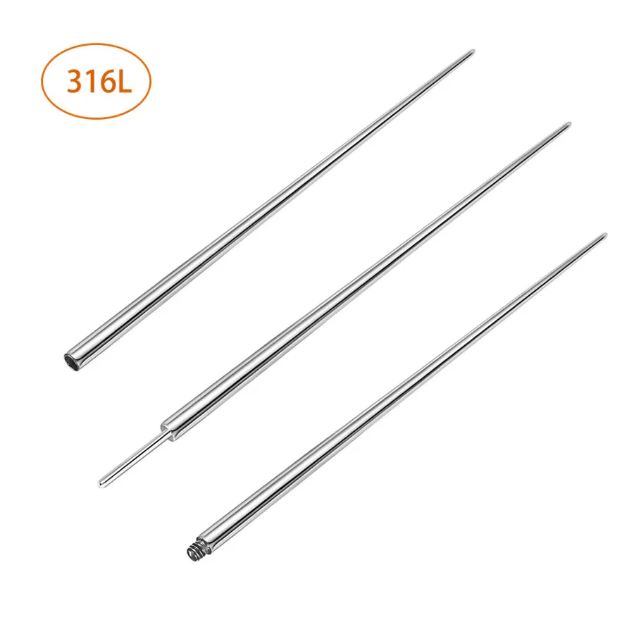 Stainless Steel Body Piercing Guide Insertion Taper Needle Threaded Piercing Auxiliary Tool Pin Insertion Rod For Body Jewelry Piercing Component Replacement
