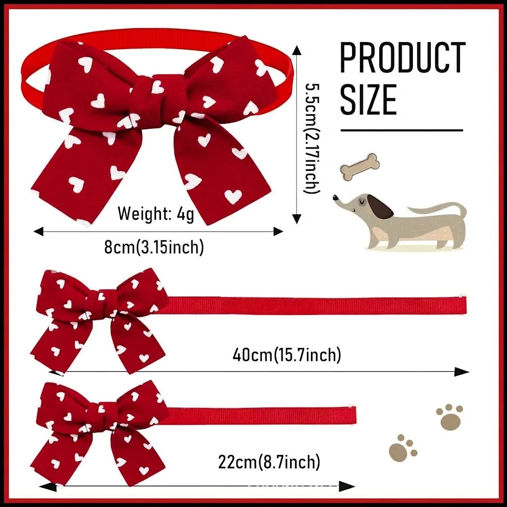 Polyester Pet Bow Tie Casual Plaid Striped Heart Pattern Adjust Collar For Cats Dogs Valentine Grooming Dressing Accessories