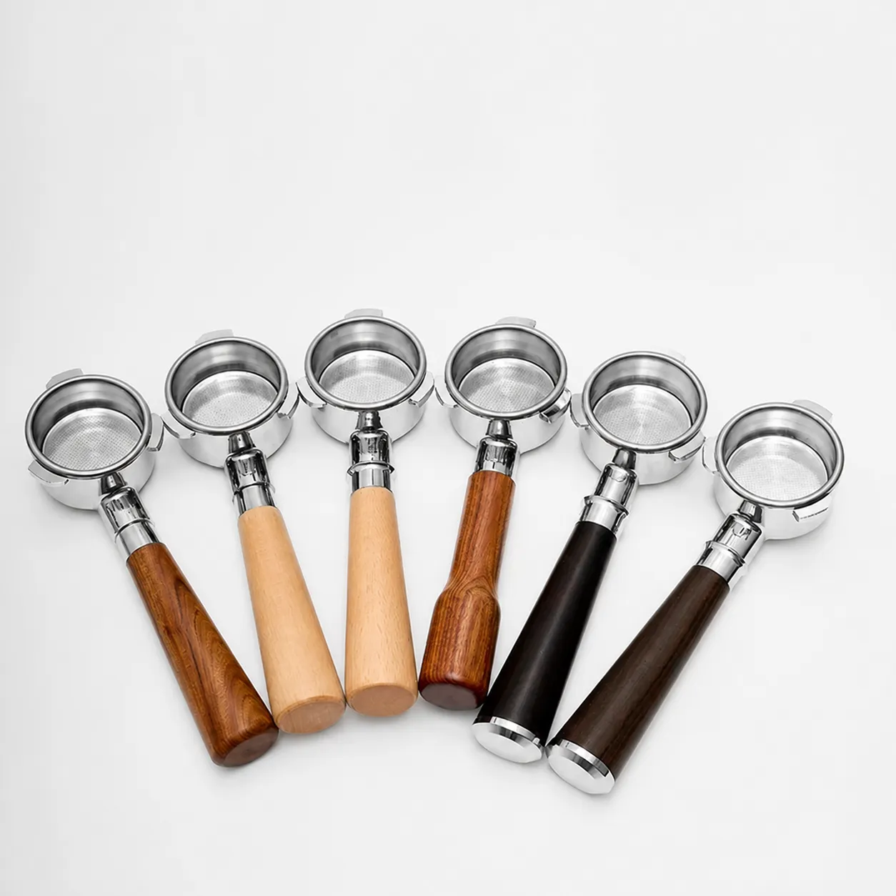 Stainless Steel Coffee Machine Portafilter Bottomless Filter Holder With Solid Wood Handle Compatible With Espresso Maker