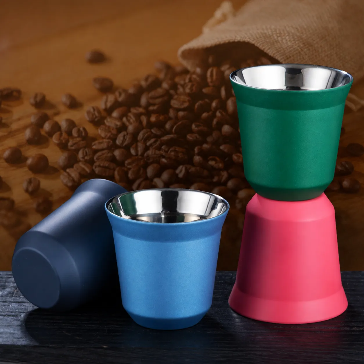 Double Wall Stainless Steel Coffee Cup Insulated Tea Cup Metal Espresso Cup Tumbler For Home Office