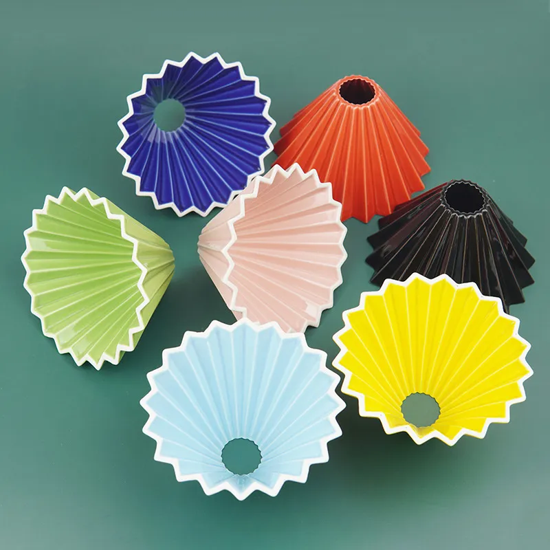 Ceramic Origami Pour Over Coffee Dripper Conical Coffee Filter Cup Manual Coffee Maker For Home Cafe Kitchen