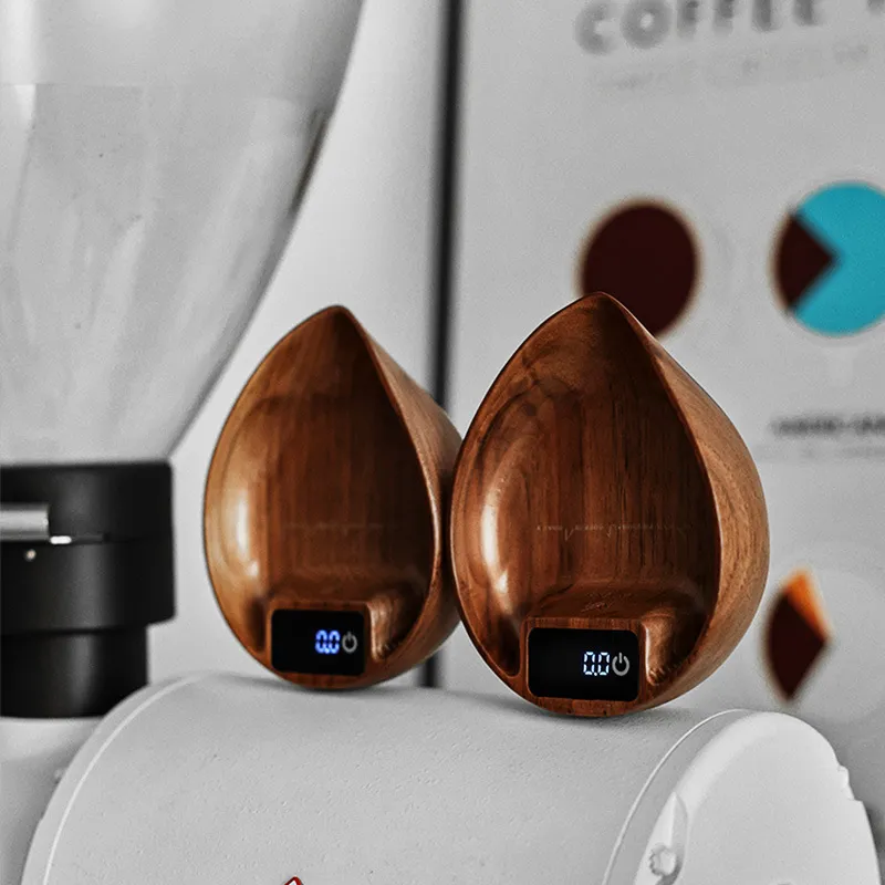 Wooden Electronic Coffee Scale Digital Espresso Weighing Scale Pour Over Coffee Bean Gram Scale With Timer Kitchen Tool