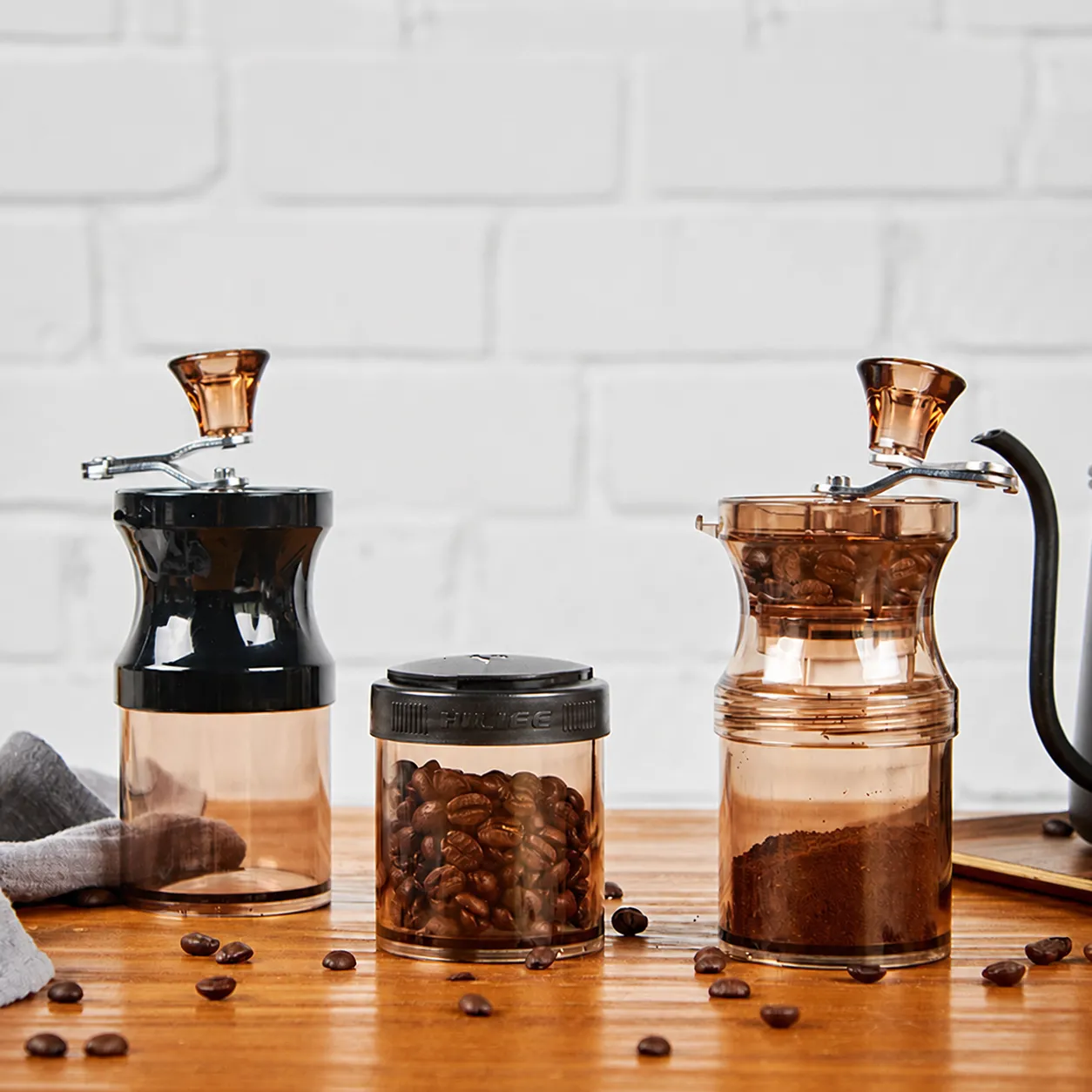 Manual Coffee Grinder Portable Hand Crank Coffee Bean Grinder With Ceramic Burr Transparent Bin For Home Office Travel