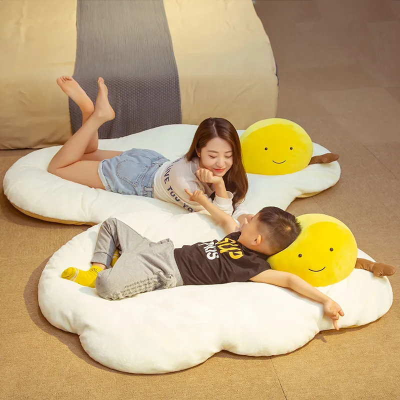 Cute Fried Egg Plush Cushion Flannel Floor Mat Soft Tatami Carpet For Living Room And Bedroom Home Decor