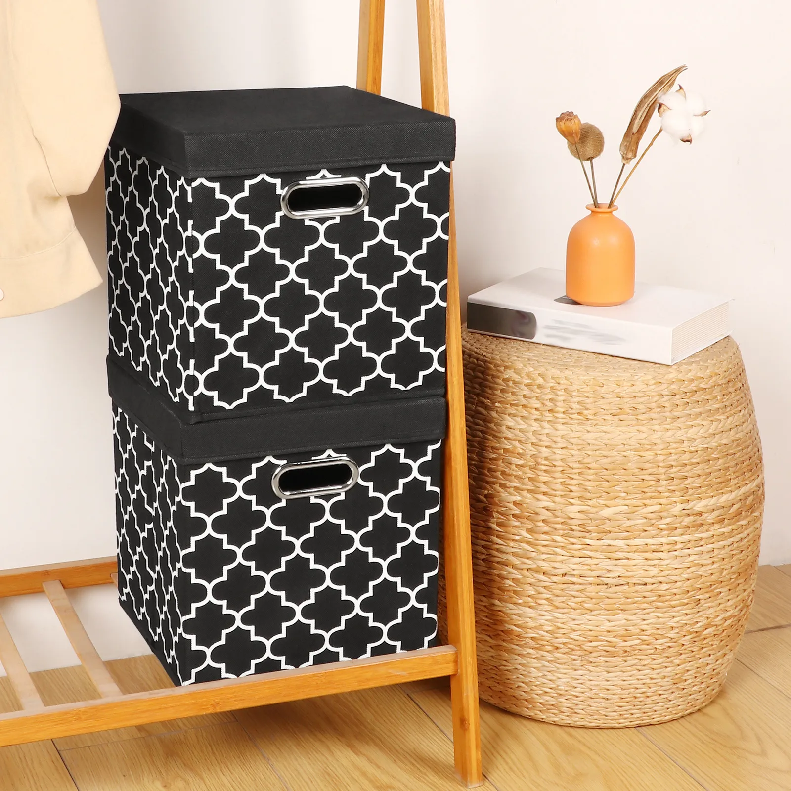 Foldable Fabric Storage Box With Lid Lidded Collapsible Organizer Bins For Closet Clothes Toys Books Home Organization