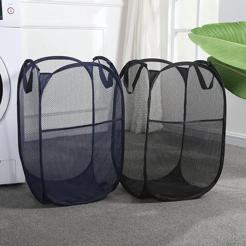 Opvouwbare Gaas Wasmand Pop Up Wasmand Draagbare Kledingopbergbak Met Zijvak En Handvatten