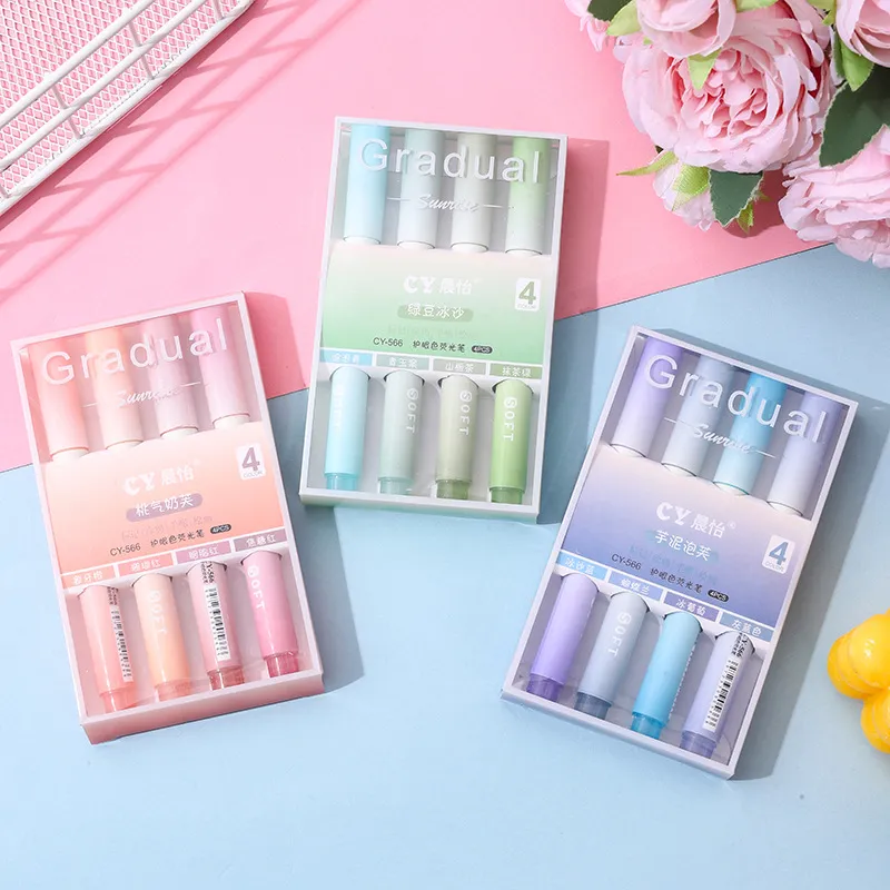 Morandi Soft Highlighter Pastel Tone Eye Protection Chisel Tip Marker Pen For School Office Key Point Marking Diary Painting Drawing DIY Tool Journal Stationery