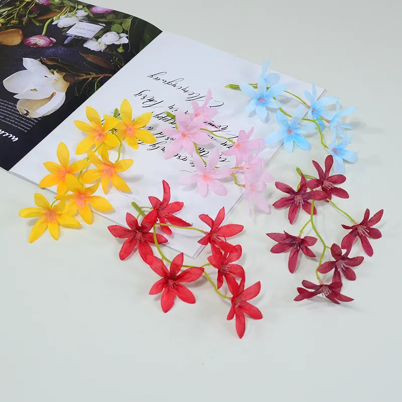 Artificial Oncidium Orchid Flower Branch Silk Floral Stem For DIY Garland Hair Accessories Home Decor