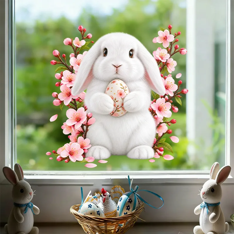 Wholesale Easter Bunny Egg Window Stickers Static Cling PVC Decals ...