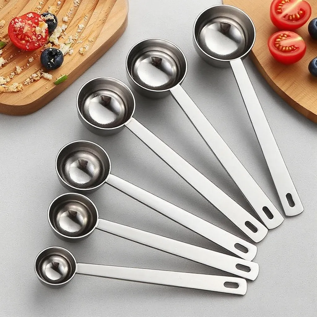 Ensemble de Cuillères Doseuses en Acier Inoxydable Long Manche Échelle Café Lait en Poudre Outil de Cuisson