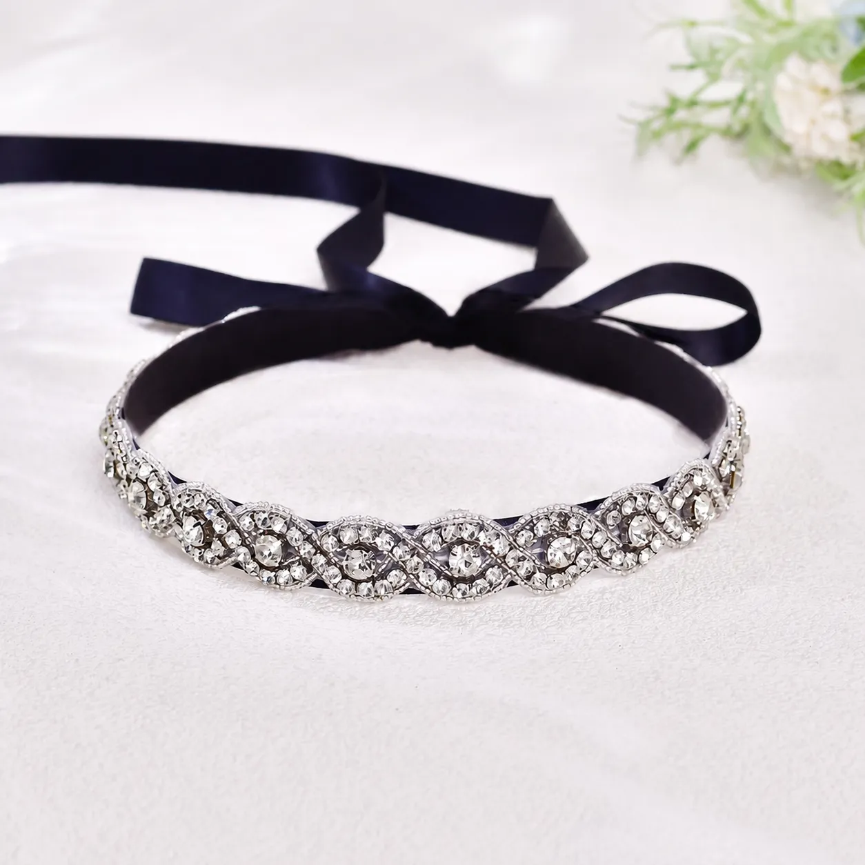 Cintura da Sposa in Strass Fatta a Mano Fascia per Abito da Sposa con Nastro Cintura in Cristallo per Donne