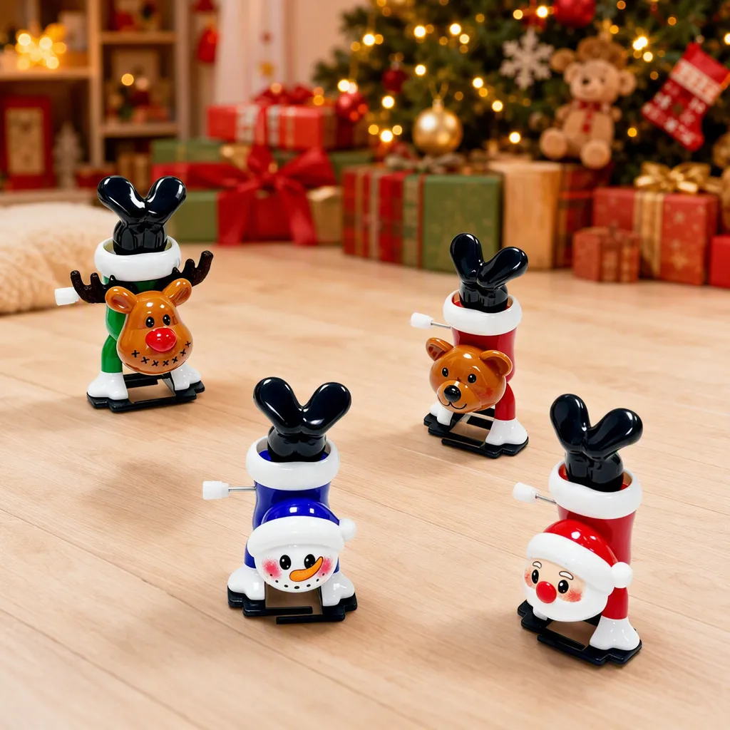 Weihnachten Cartoon Handstand Aufziehspielzeug Niedlich Kunststoff Uhrwerk Wandern Spielzeug Rentier Schneemann Weihnachtsmann Bär Für Kinder Feiertag Party