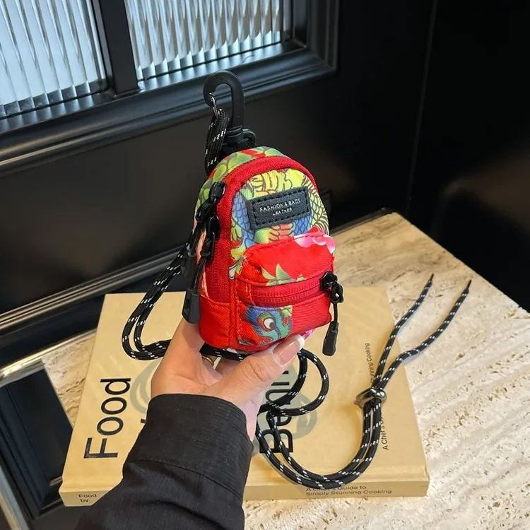Mini Kopfhörertasche Münzbörse Stoff Anhänger Umhängetasche Nischendesign Bedruckte Mini Lippenstift Aufbewahrungstasche Für Den Alltag Zubehör