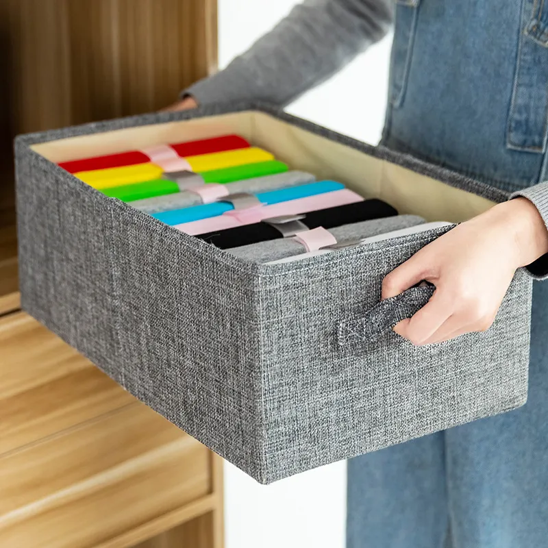 Foldable Fabric Storage Box With Lid Clothes Storage Container Drawer Type Wardrobe Organizer