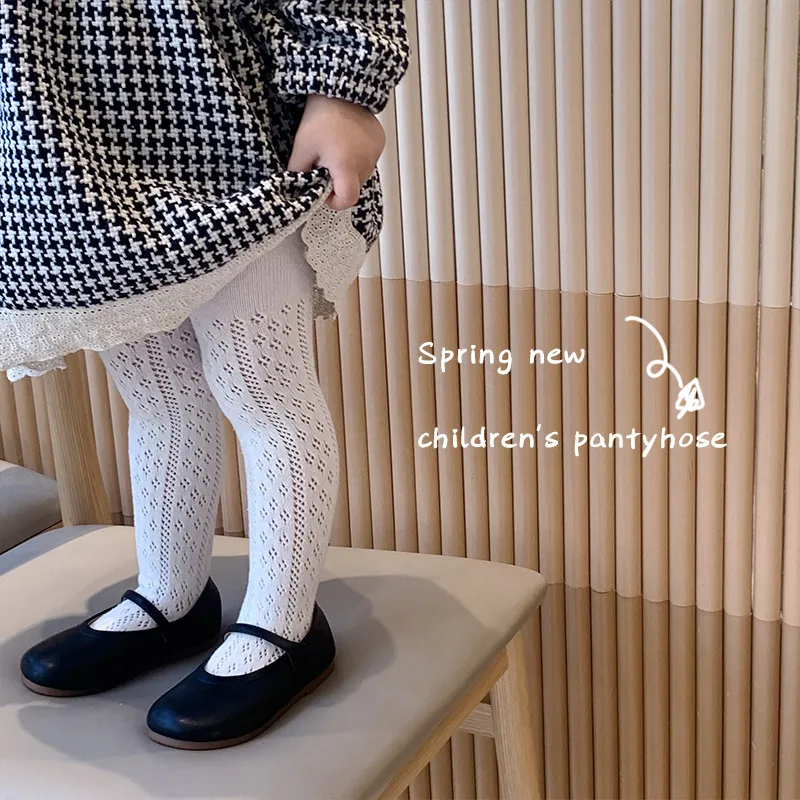 Toddler Baby Girls Cotton Hollow Out Tights Breathable Mesh Spring Pantyhose Cute Solid Color Base Layer Clothing
