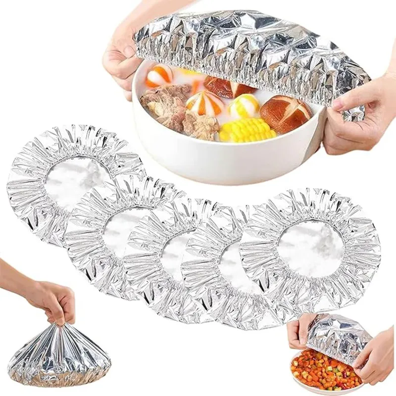 Couvercle Alimentaire en Feuille d'Aluminium Réutilisable Housse de Bol Fraîcheur Cuisine Isolation Thermique Étanche à la Poussière Couvercle Élastique