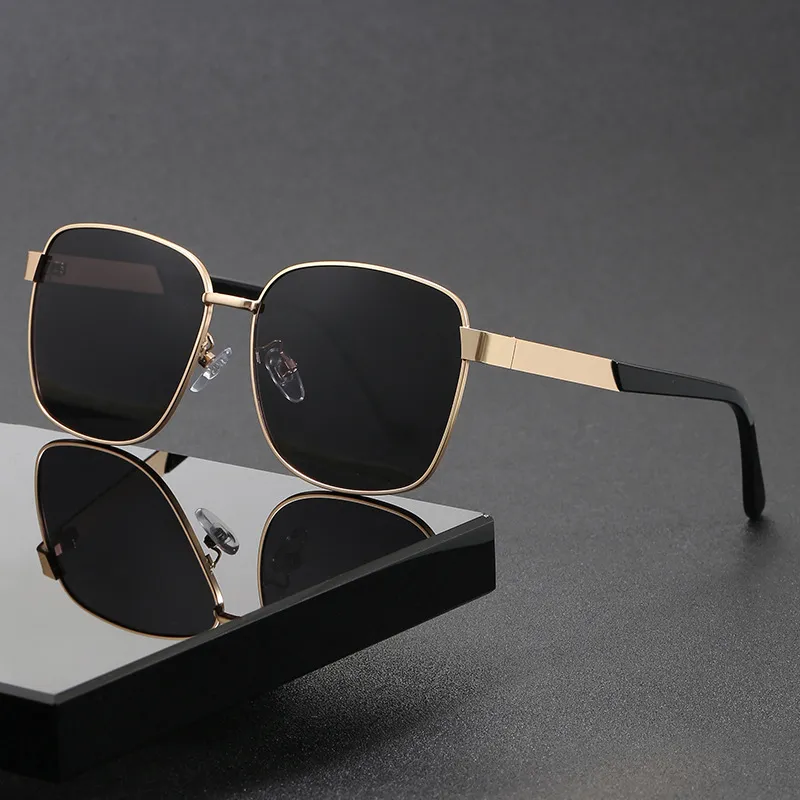 Gafas de Sol Polarizadas para Hombre Vintage Cuadradas Montura de Metal UV400 para Conducir al Aire Libre Pesca