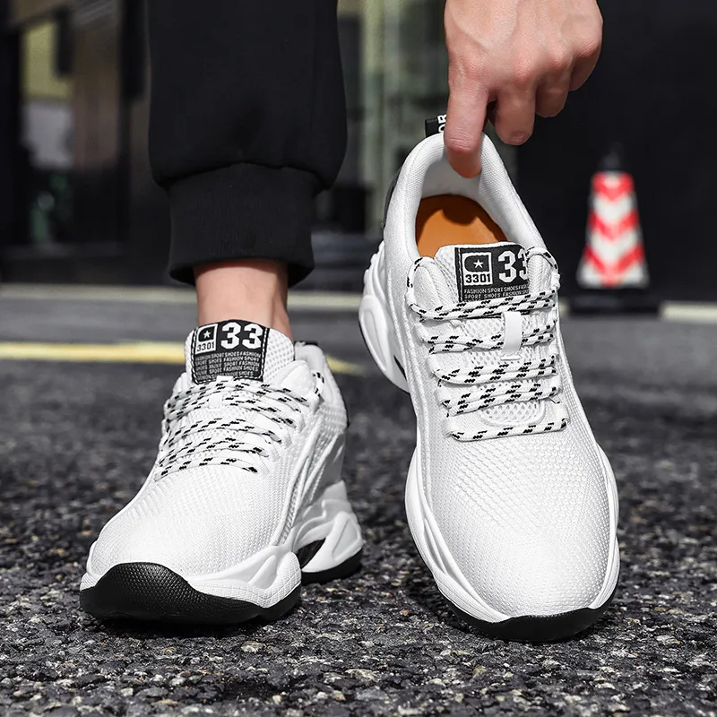 Men's Casual Breathable Mesh Sneakers Height Increasing Lightweight Running Shoes Outdoor Walking Shoes
