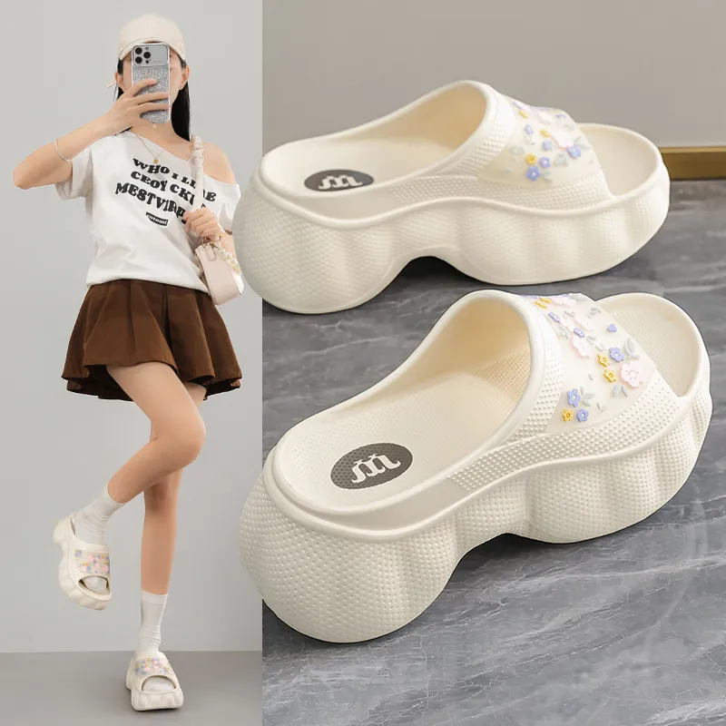 Women's Thick Sole Platform Slippers Summer Casual Beach Shoes EVA Anti Slip Height Increasing Open Toe Slides