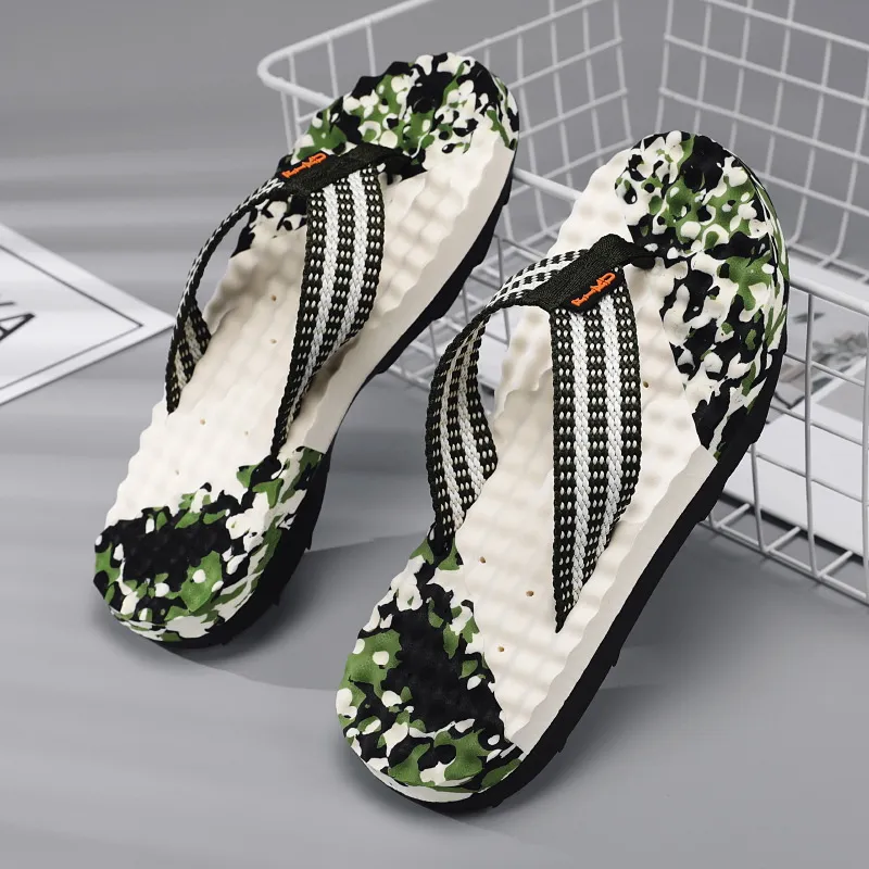 Herren Casual Camouflage Zehentrenner Outdoor Rutschfest Weiche Sohle Strand Sandalen Sommer Mode Slip-On Flache Schuhe