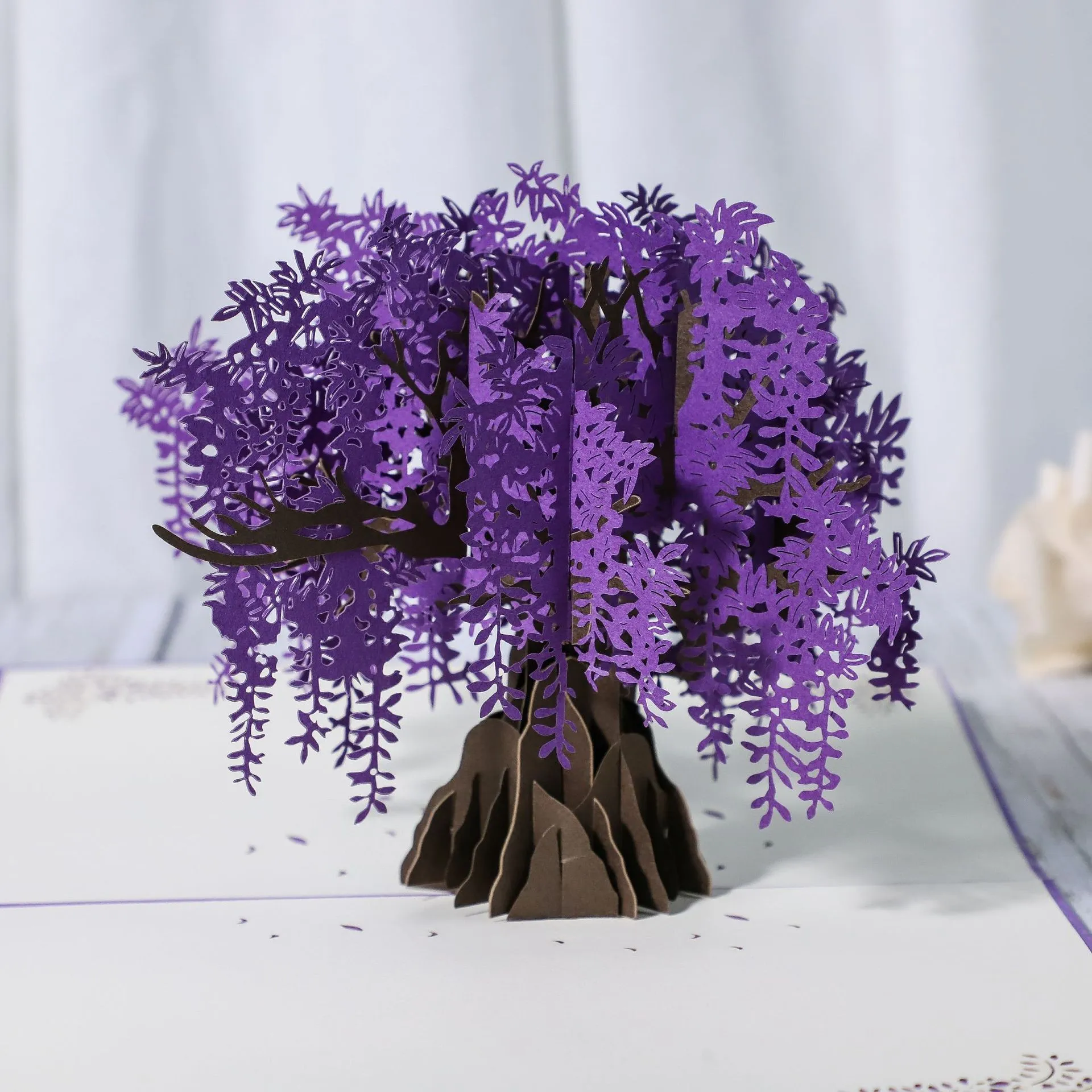 Χειροποίητη Τρισδιάστατη Κάρτα Ευχών Wisteria Flower Κομμένη με Laser Σκαλιστό Χαρτί Κάρτα Ευλογίας για Δώρο Ημέρας Δασκάλου