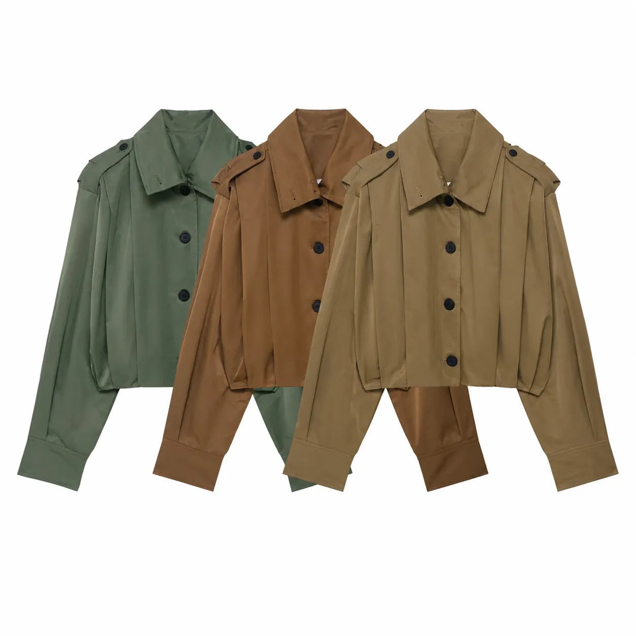 Damen Mode Kurzjacke Windjacke Revers Einreihig Einfarbig Kurzer Oberbekleidung Mantel Mit Schulterklappen Elegant Lässig Top