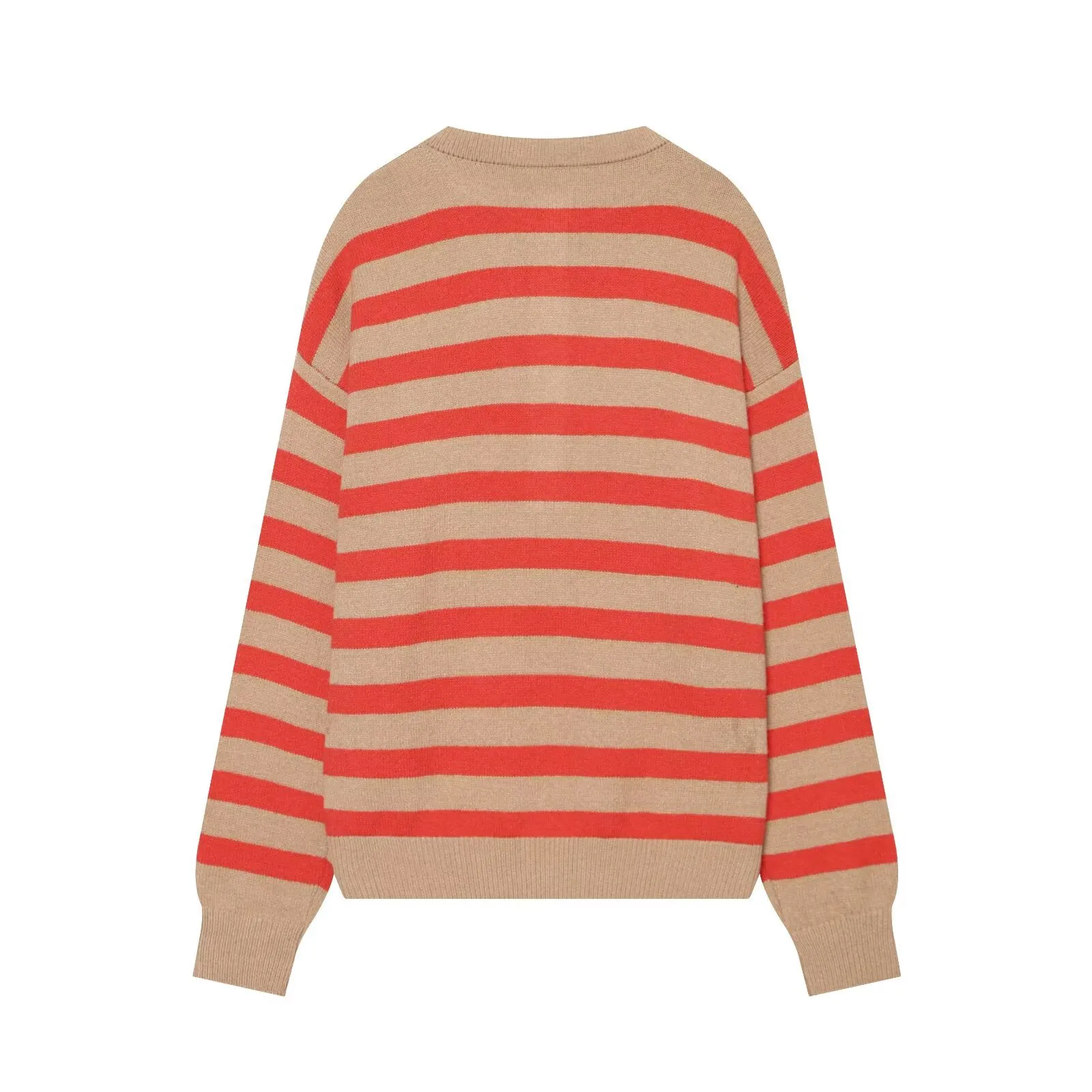 Γυναικείο Casual Στρογγυλή Λαιμόκοψη Long Sleeve Striped Knit Sweater Fall Fashion Polyester Pullover Top For Daily Commute