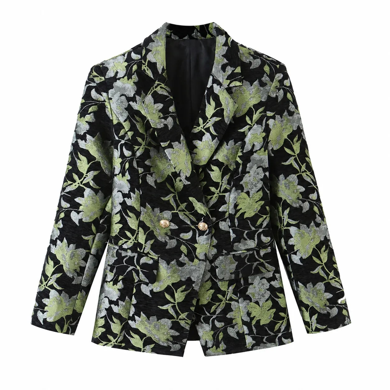 Women's Casual Floral Print Long Sleeve Blazer Suit Jacket Slim Fit Lapel Single Breasted Office Commuter Outerwear