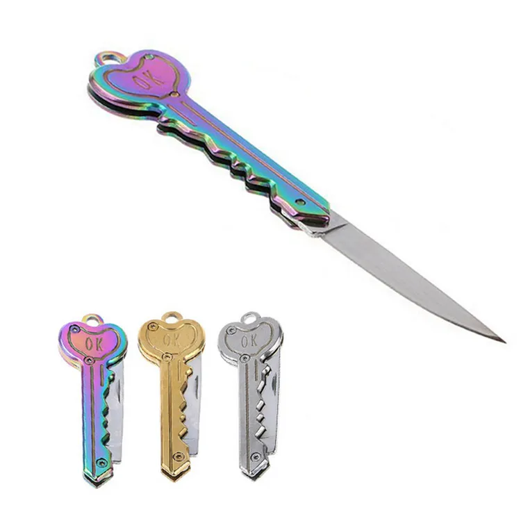 Stainless Steel Folding Key Pocket Knife Portable Outdoor Camping Multi Tool Miniature Key Chain Knife