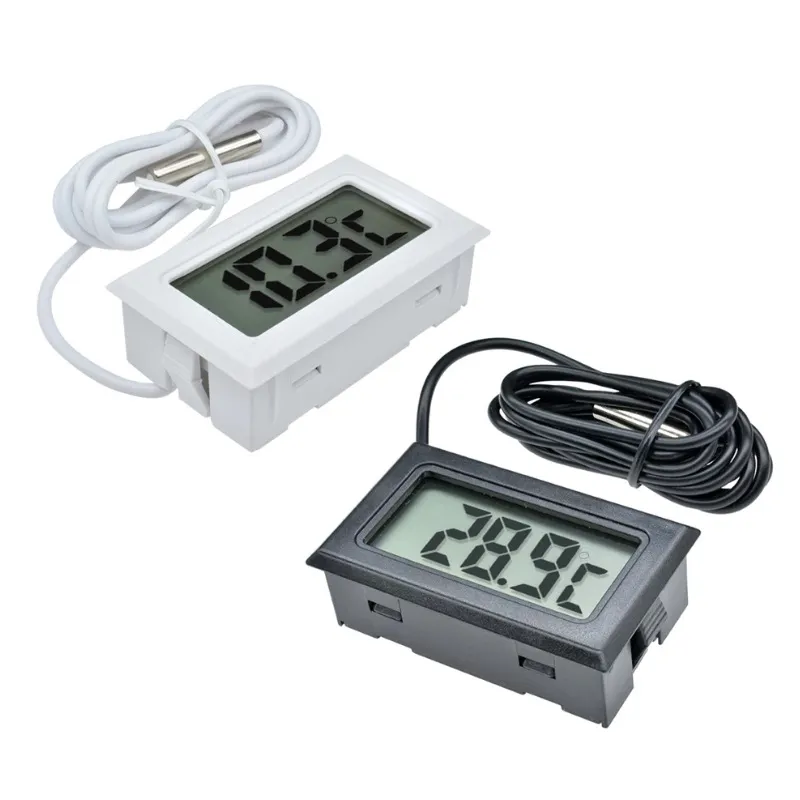 Termómetro Digital Electrónico para Refrigerador Empotrable Negro Blanco Pantalla LCD Medidor de Temperatura Cable Sensor