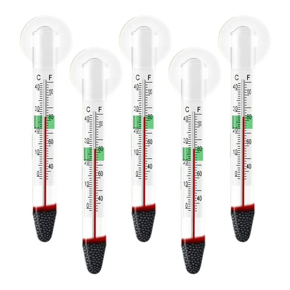 Glass Aquarium Thermometer Floating Water Temp Gauge With Suction Cup And Iron Sand Weight For Fish Tank Fishbowl