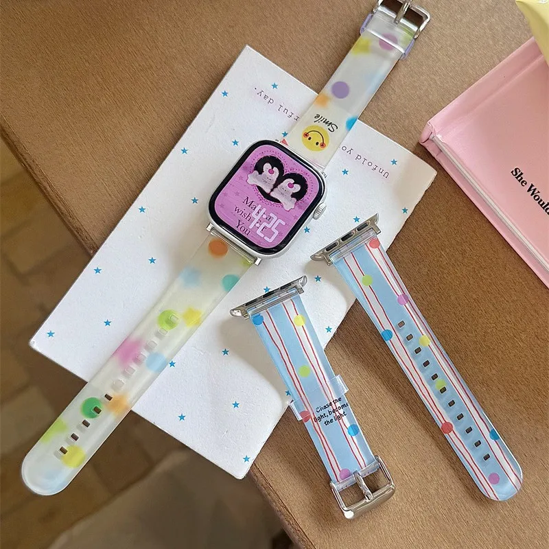 Cartoon Graffiti TPU Silicone Watch Band For Smartwatch Ultra Series Replacement Wrist Strap Fashion Accessory