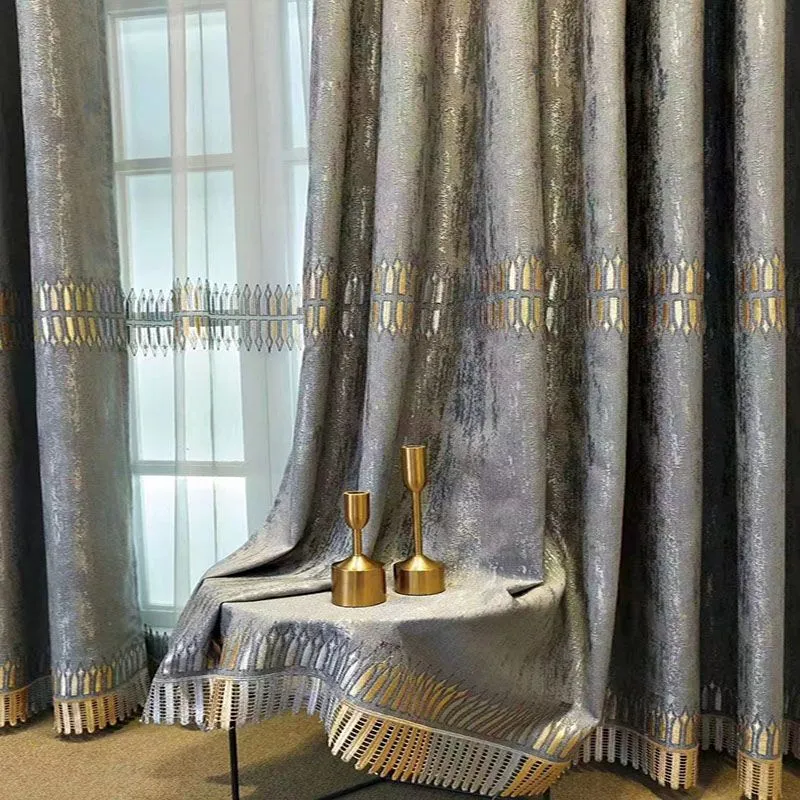 Moderne Leichte Luxus Geometrische Bestickte Verdunkelungsvorhänge Für Wohnzimmer Balkon Fenster Voile Vorhang