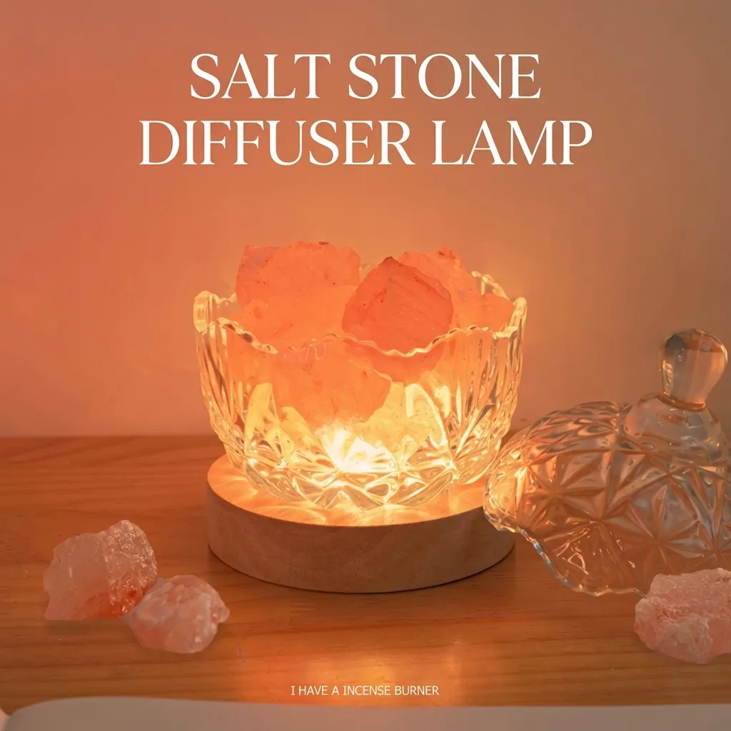 Modern Glass Salt Stone Aroma Lamp Warm Romantic USB Night Light Crystal Fragrance Diffuser Table Lamp For Bedroom Decor Home Office