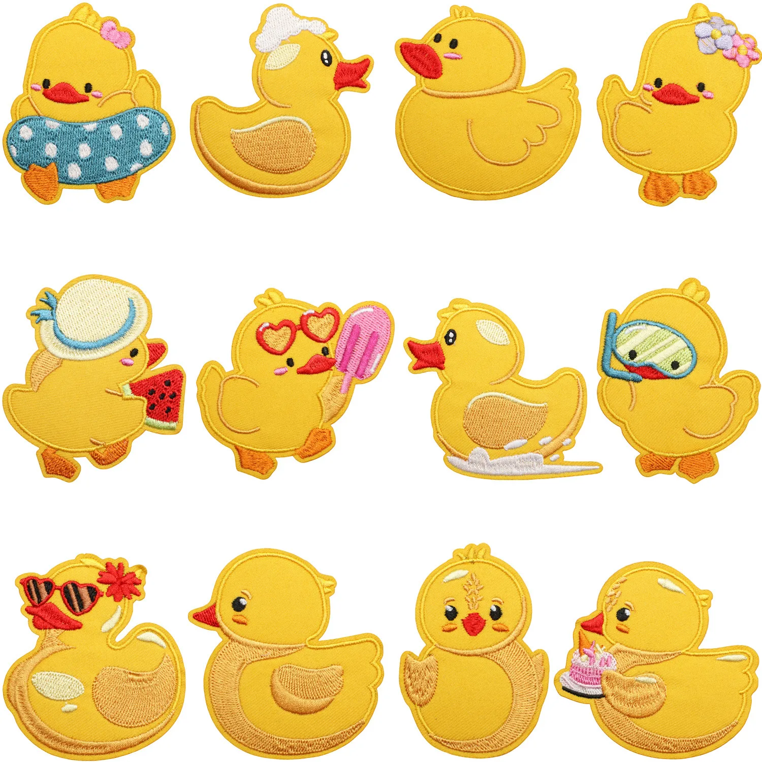 Cute Little Yellow Duckling Embroidered Patches Polyester Cartoon Iron On Patches For Children Clothing Hat Bags Decorative Applique Accessories