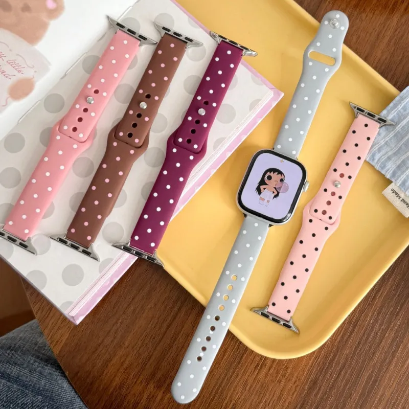 Correa de Reloj Deportiva de Silicona Compatible Con Smart Watch Correa de Muñeca Suave de Repuesto Lunares