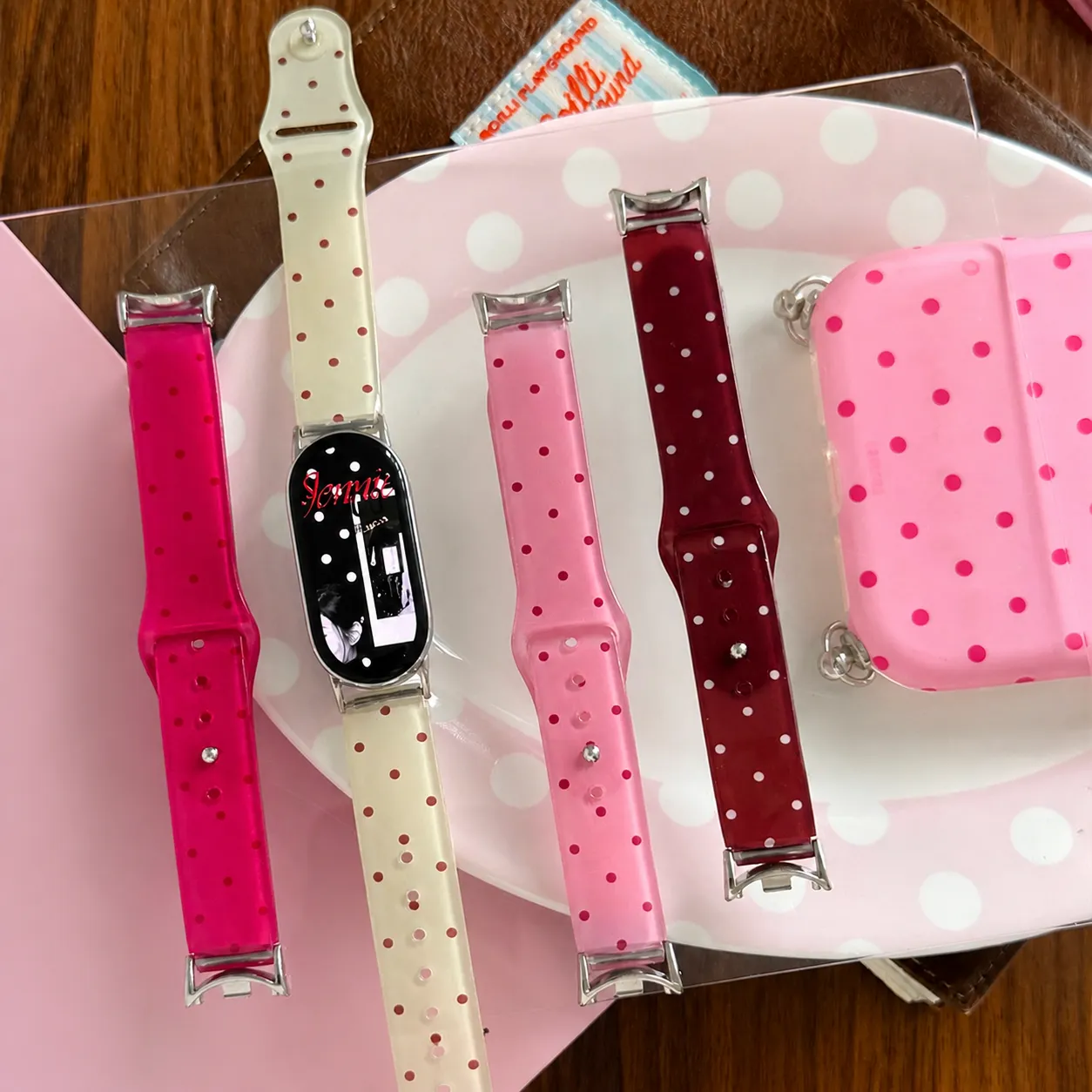Jelly Polka Dot TPU Watch Band Replacement Strap Compatible With Apple Watch Series Soft Waterproof Sports Wristband
